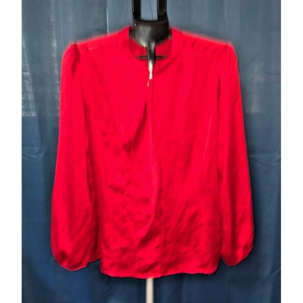 Worthington Red Silky Career Shirt Blouse Top Size XL 14/16